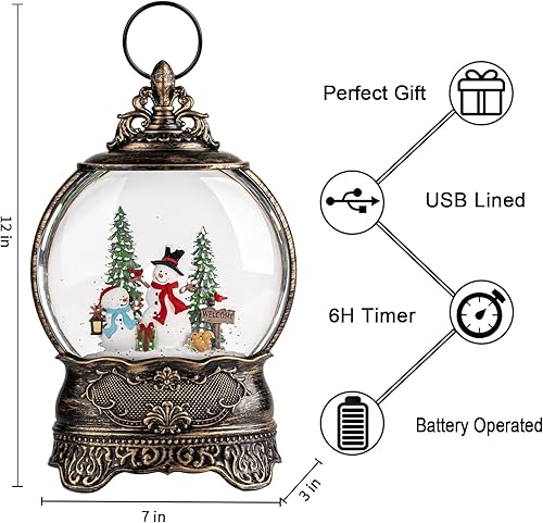 Miniatura 97 de Globo de nieve de Navidad, escena cardenal iluminada, linterna musical de agua de nieve, decoración navideña brillante y regalo para familiares