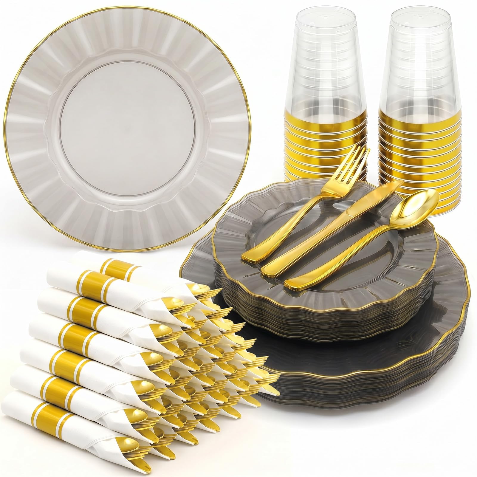 175 PCS Disposable Plates & Cutlery Set - 25 Guests -15