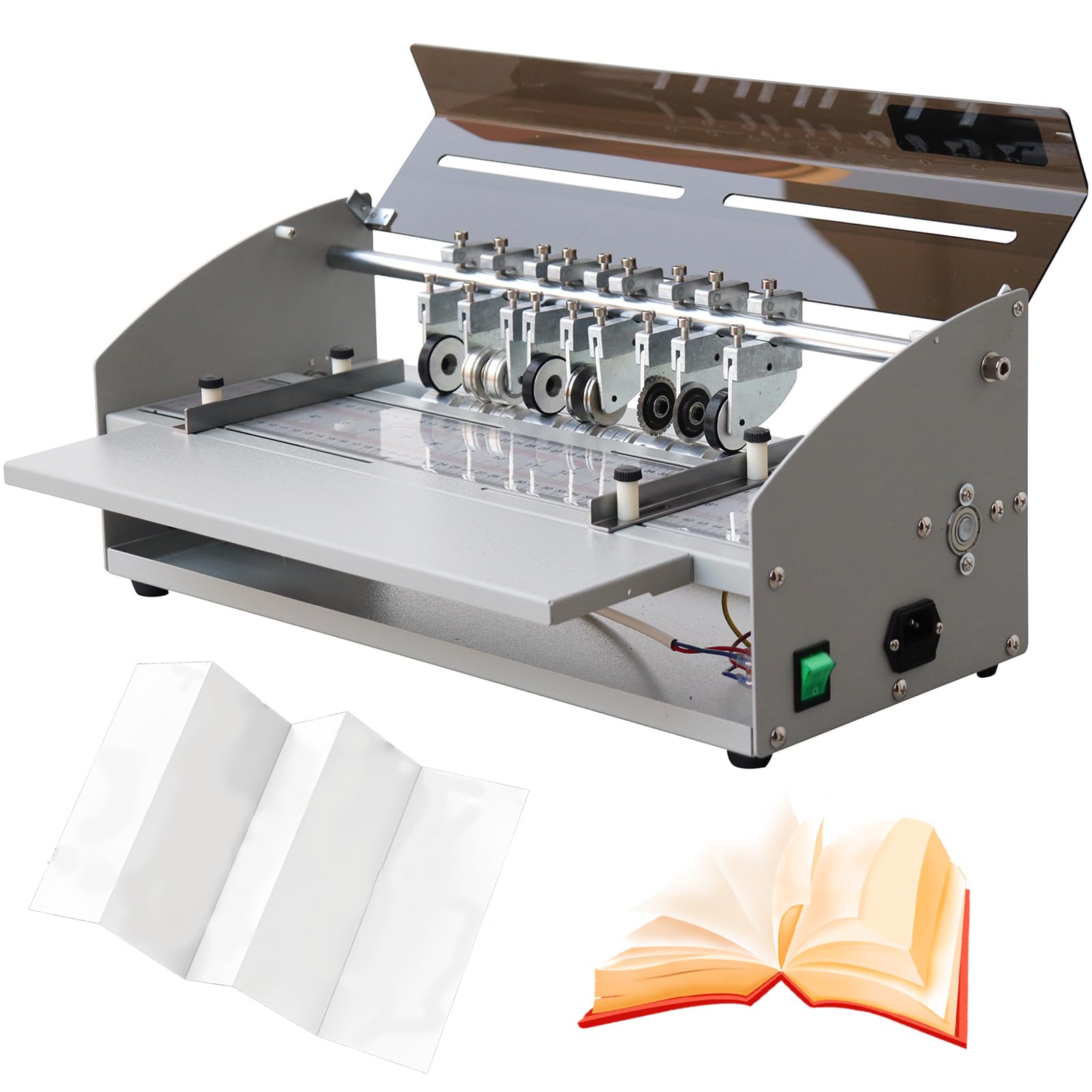 Máquina de plegado eléctrica, 460 mm, marcador multifunción 3 en 1 y perforador para archivos, fotos, tarjetas, invitaciones y cubiertas de libros