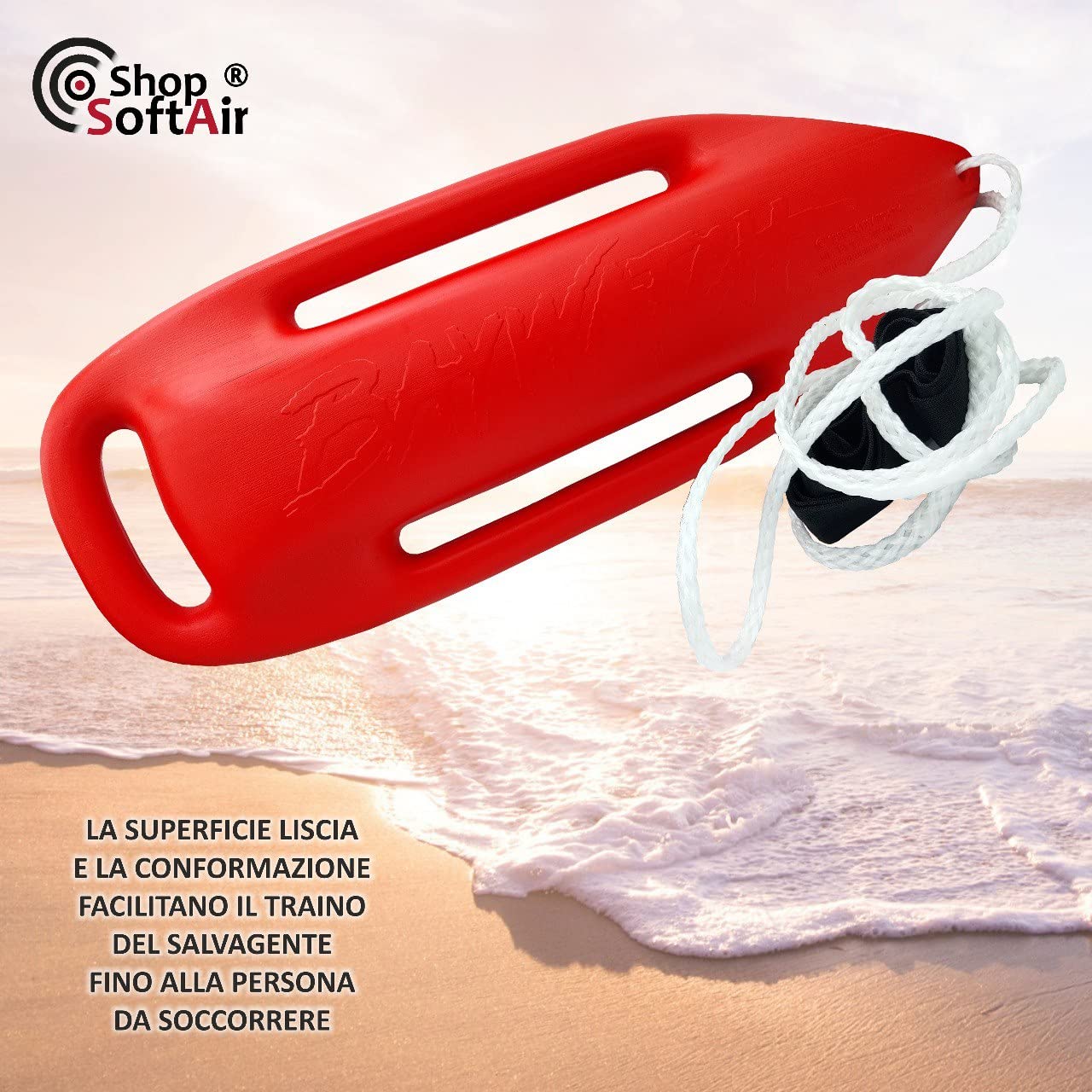 Baywatch - Salvador profesional de boya para salvar y salvar - Rojo Top incluido de 2,30 metros