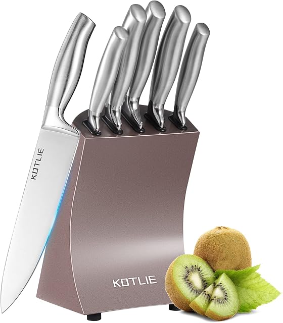 KOTLIE Knife Set, Kitchen Knives Sets High Carbon Stainless Steel Knife Block, 6 Piece Knife Block with Knives