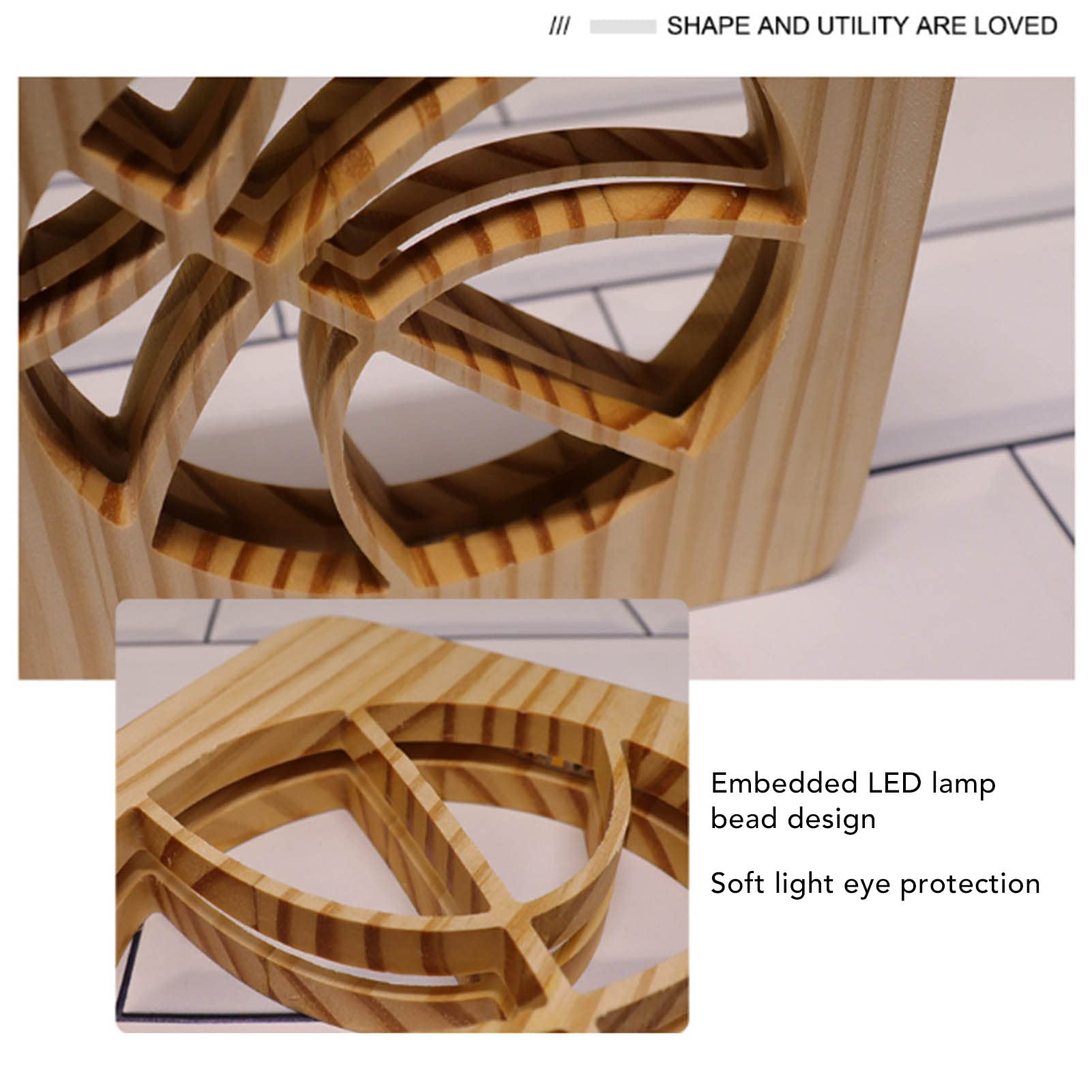 Lampka nocna LED Hollow Bunny Design Ochrona oczu 3D Drewniana lampa do sypialni, salonu, biura