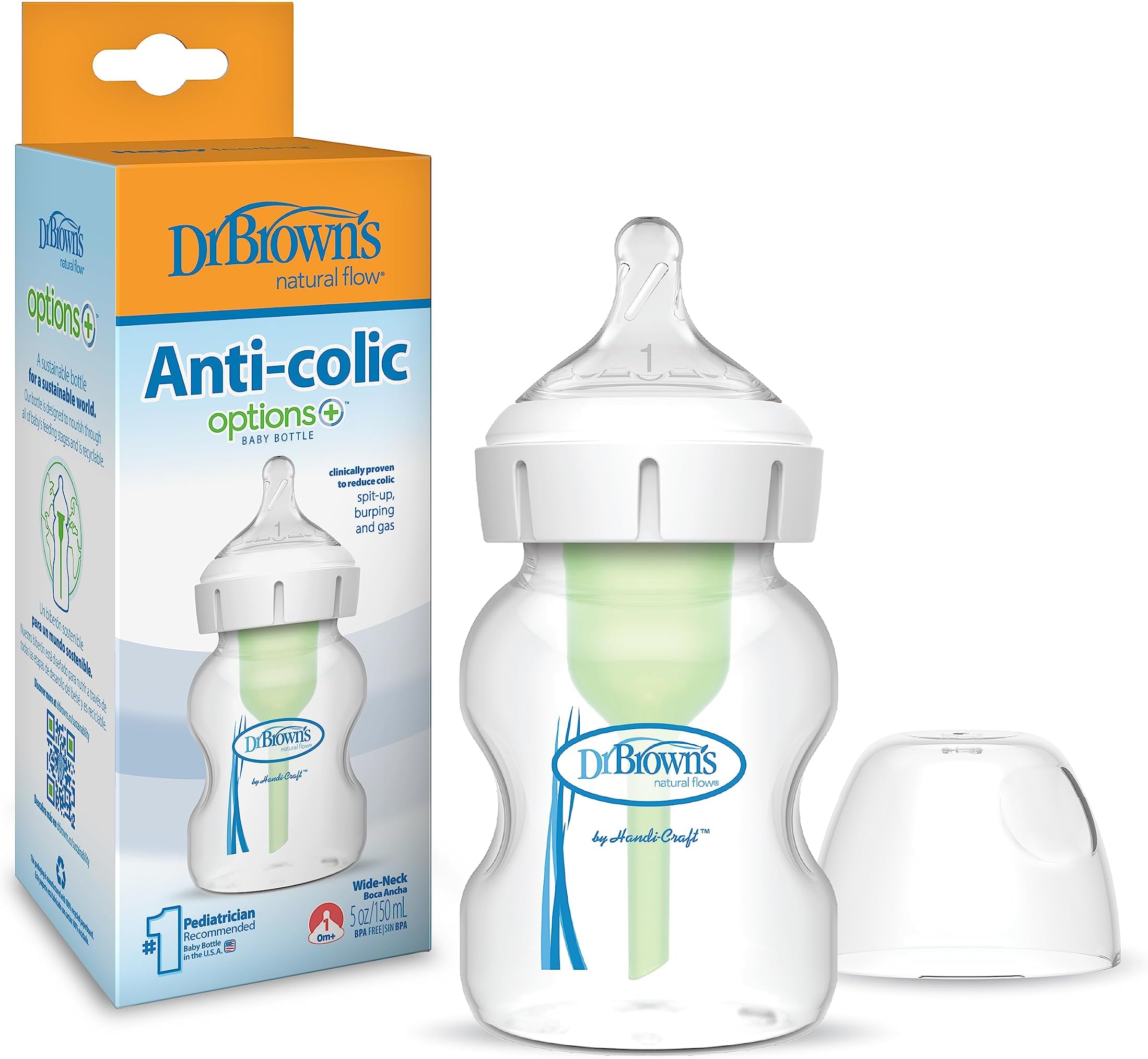 Dr. Brown's Options+ Wide-Neck Baby Bottle, 5 Ounce