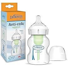 Dr. Brown&rsquo;s Natural Flow Anti-Colic Options+Wide-Neck Baby Bottle, 5 oz/150 mL, Level 1 Nipple, 1-Pack, 0m+