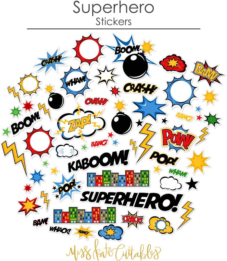Miss Kate Cuttables Paper & Sticker Kit - Superhero - for Marvel DC - 17 Double-Sided 12x12 Papers with 33 Designs & 1 8X12 Sticker Sheet - Scrapbooking Card Making Crafting