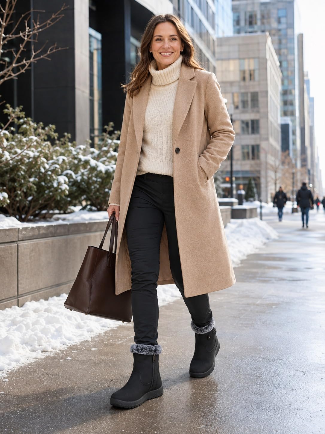 SHIBEVER Women's Winter Snow Boots: Waterproof Fur-Lined Ankle Booties