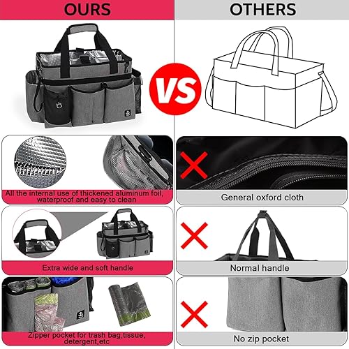 Miniatura 9 de Timoxi Bolsa grande de limpieza con divisor desmontable, organizador de limpieza con asas, bolsa de suministros de limpieza con correa ajustable