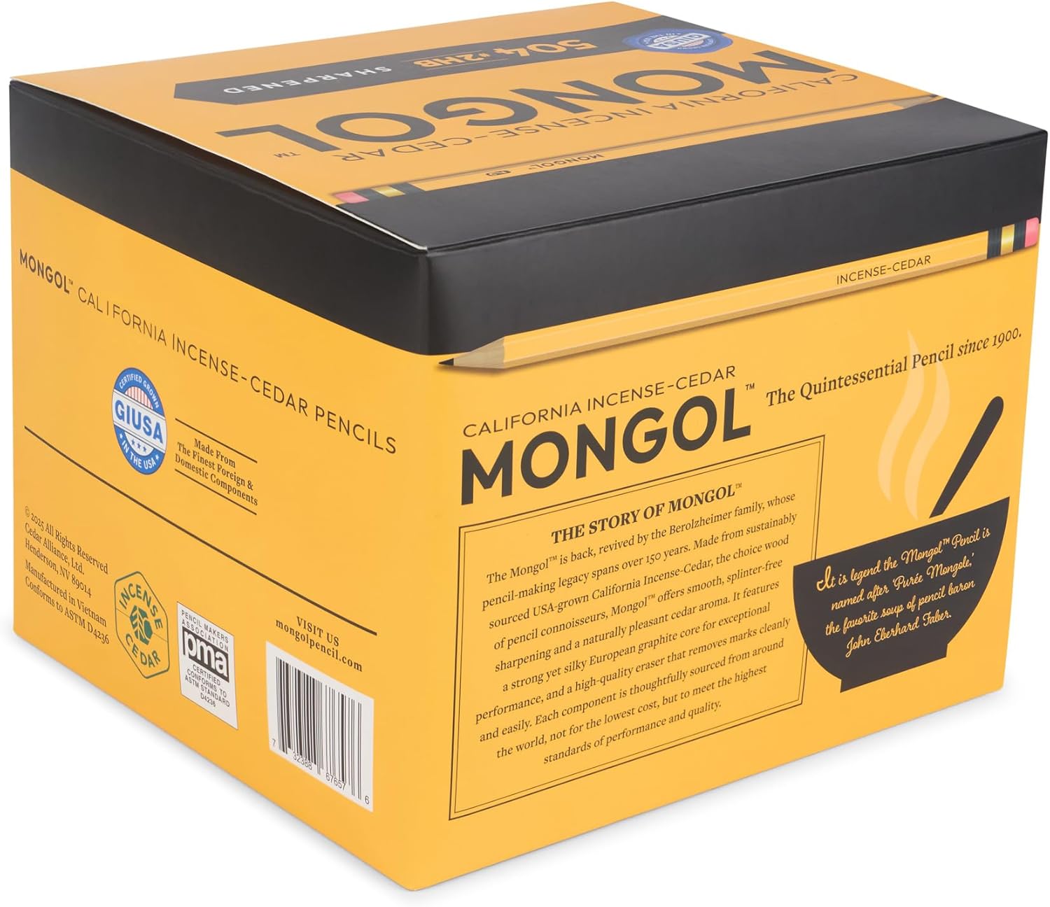 Mongol Classic Incense Cedar #2 Pencil - 504-Pack - Pre-sharpened, European Graphite Core, US Grown Cedar, Smudge Free Eraser – Nontoxic PMA Certified