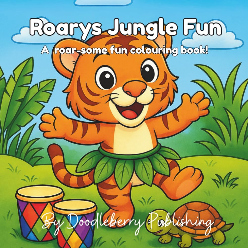 Roary's Jungle Fun: A brave and playful jungle colouring book for children (Doodleberry Animal Friends Collectable Colouring Series)