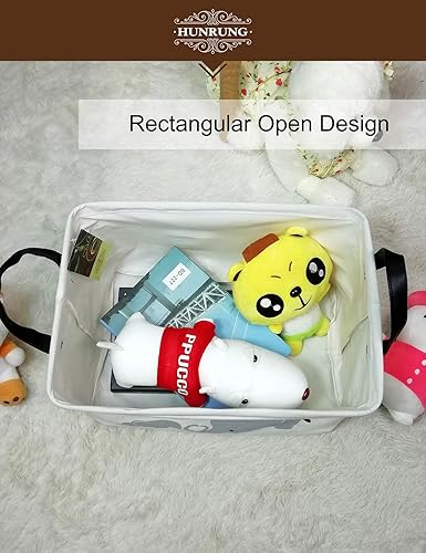 Miniatura 5 de HUNRUNG - Cesta de almacenamiento rectangular, lindo organizador de tela para juguetes de mascotasniños, libros o ropa. Perfecta para habitaciones