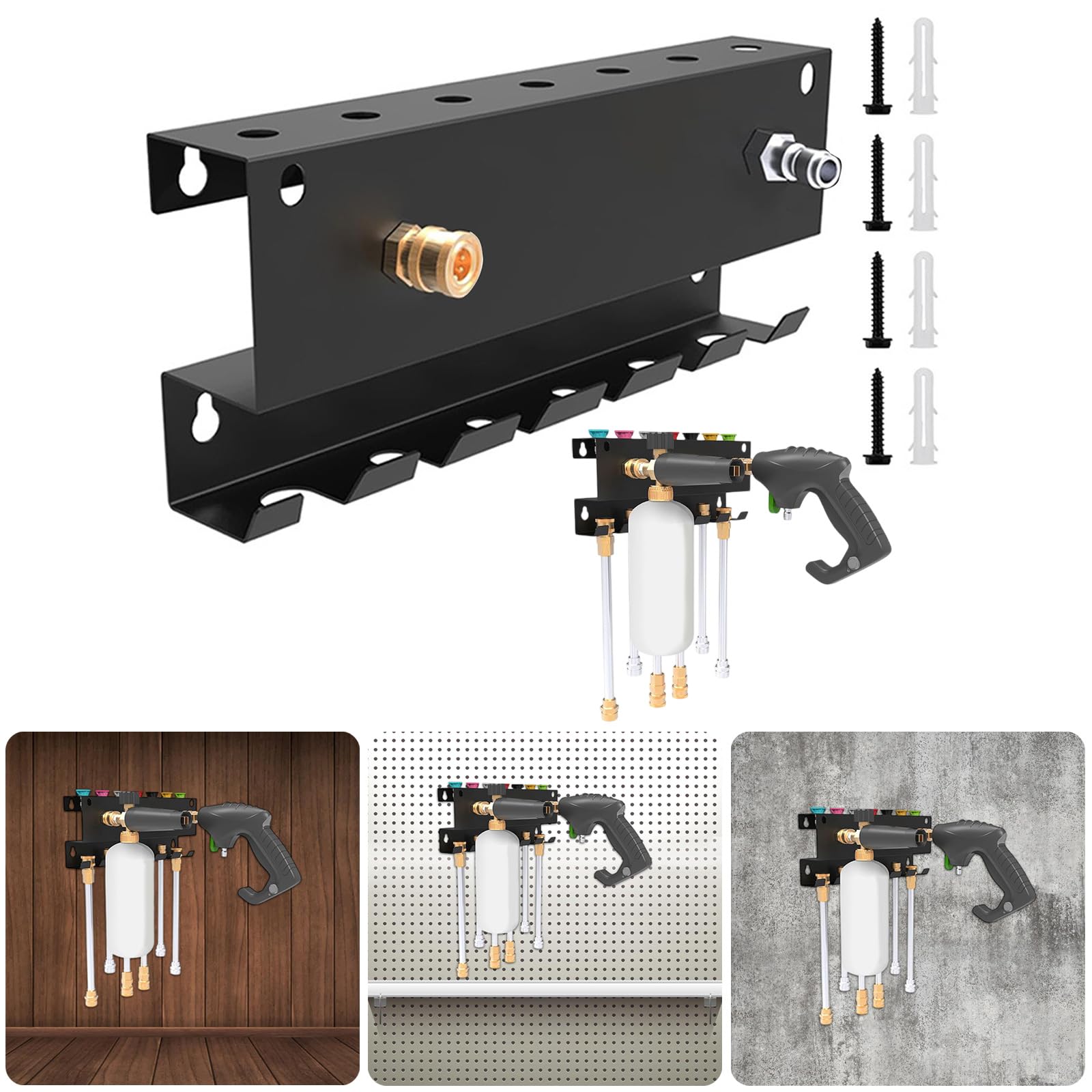 Soporte de pared para lavadora a presión de espuma, organizador de herramientas para accesorios de lavado de coche