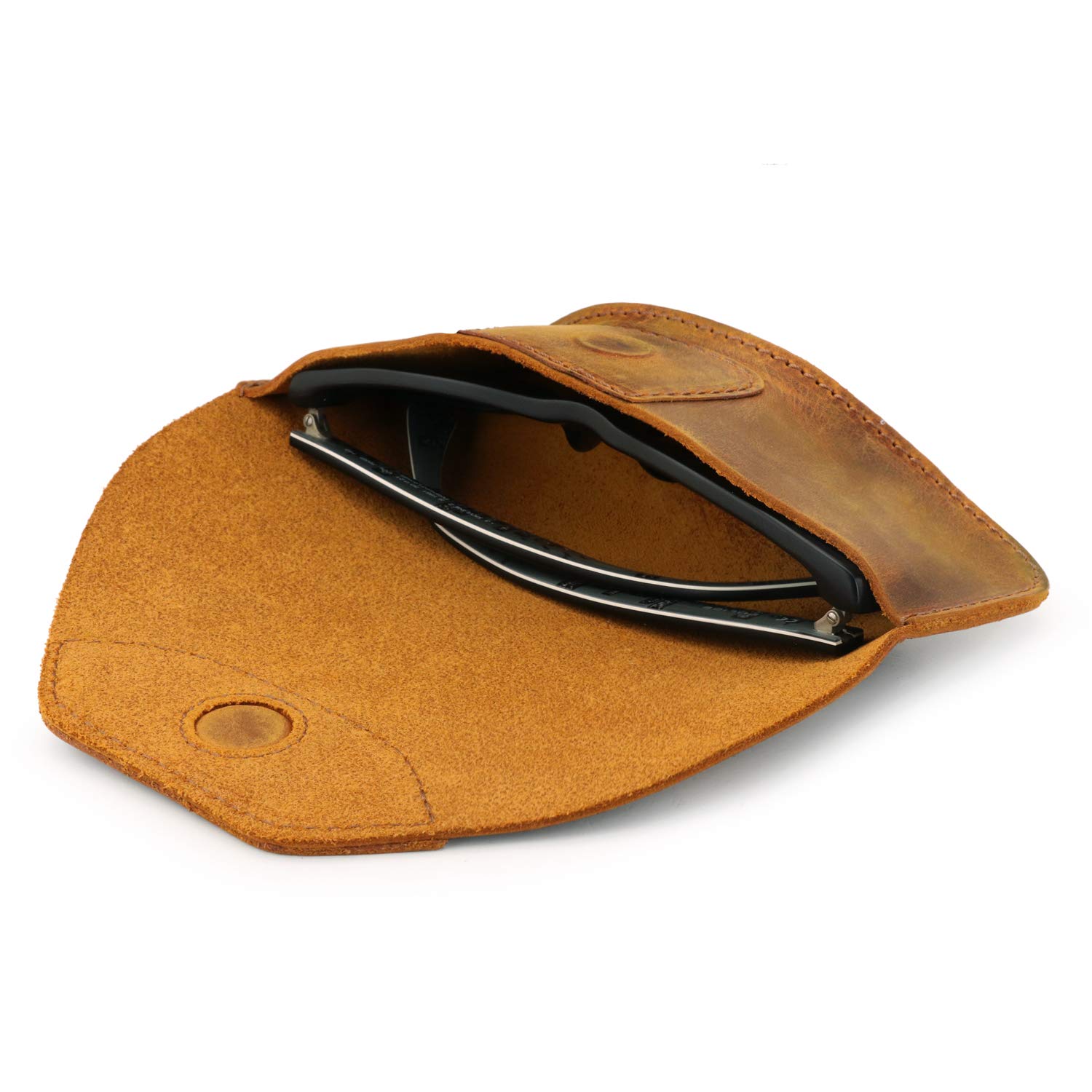 Londo Custodia per Occhiali in Vera Pelle con Chiusura a Scatto Magnetica - Unisex