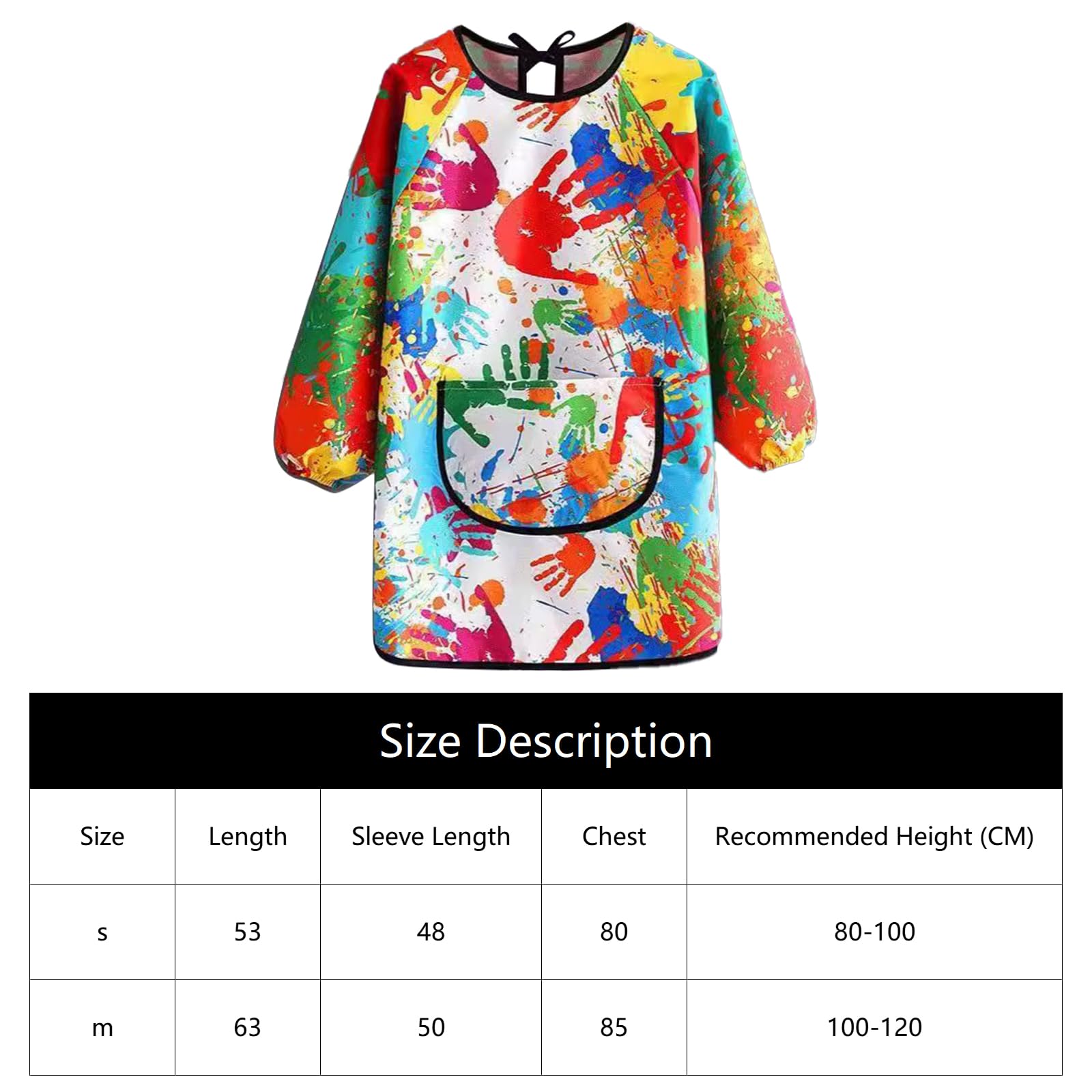 Children's Painting Apron With Large Pockets Children's Art Smock Long Sleeves Waterproof And Stain-Resistant Painting Smock Suitable For Painting Handicrafts School Daily Activities (100-120CM) - Image 2