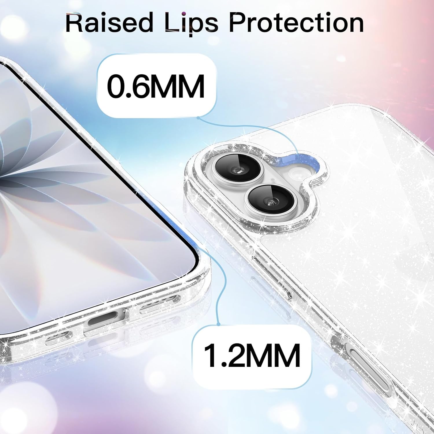 JETech Glitter Case for iPhone 17 6.3-Inch, Bling Sparkle Shockproof Phone Bumper Cover, Cute Sparkly for Women and Girls (Clear) - Image 4