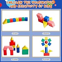 Vista 4 de Deekin 70 piezas de madera geométricas sólidas en 3D, bloques de madera a granel para enseñanza de manipulaciones de aula, bloque de forma primaria