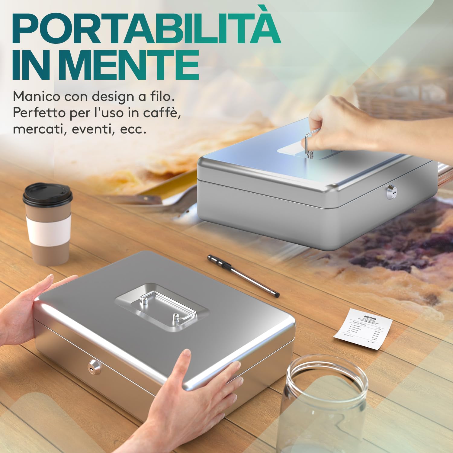 Cassetta Di Sicurezza Portavalori Con Vassoio Contamonete - Cassaforte Portatile Per Denaro E Gioielli - Foto 9