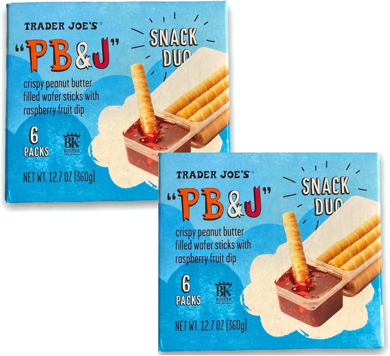 PB&J crispy peanut butter filled wafer sticks with raspberry fuit dip (2 packs)