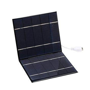 7W/5V Portable Solar r with USB Port Foldable Solar Panel Cam Hiking Travel Compact Solar Power Phor for Tablet Laptop Cellphones Black-POOWE