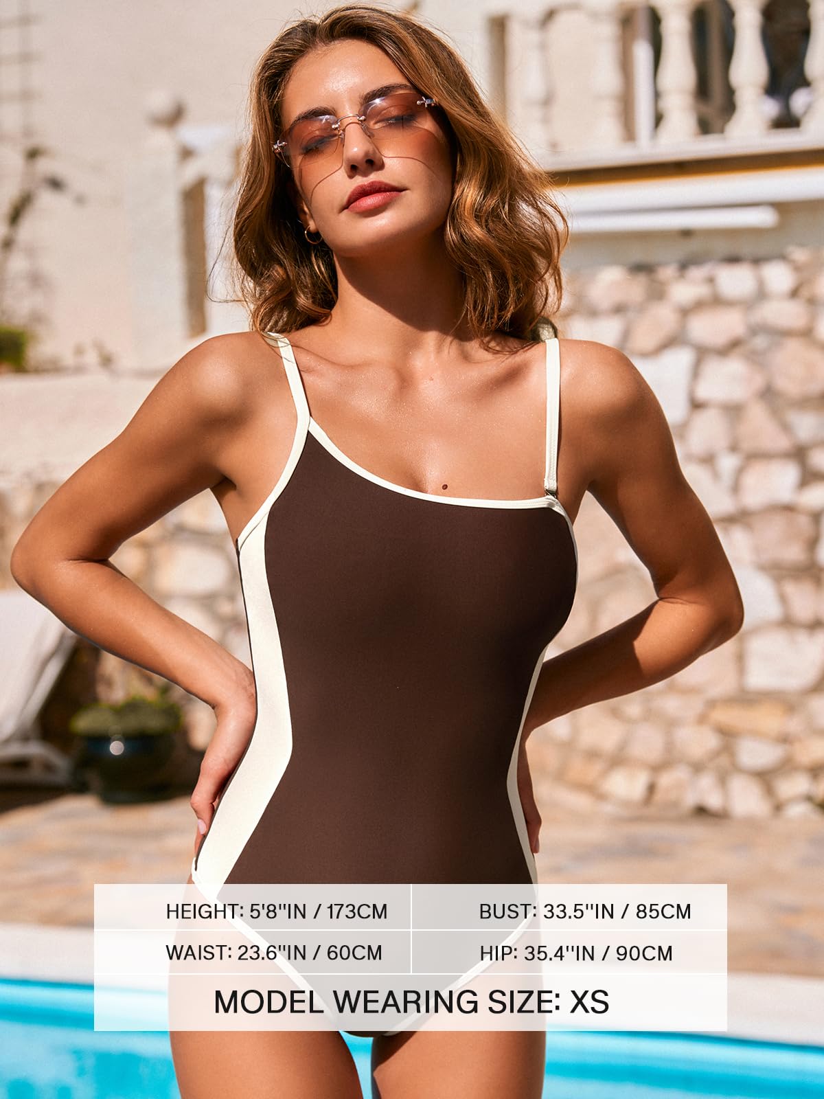 CUPSHE Costume da bagno intero da donna con spalline rimovibili regolabili costume da bagno dimagrante a blocchi di colore