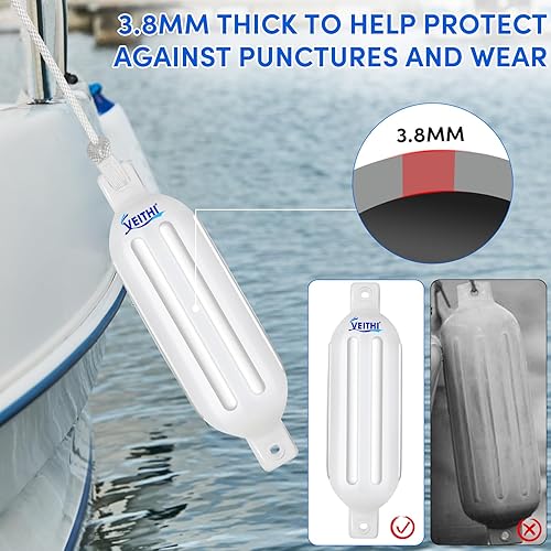 Vista 127 de Paquete de 4 defensas de barco de 4.5/5.5/6.5/8.5/8.5/10/16 pulgadas, parachoques de vinilo acanalado de doble ojo, parachoques de barco para Negro