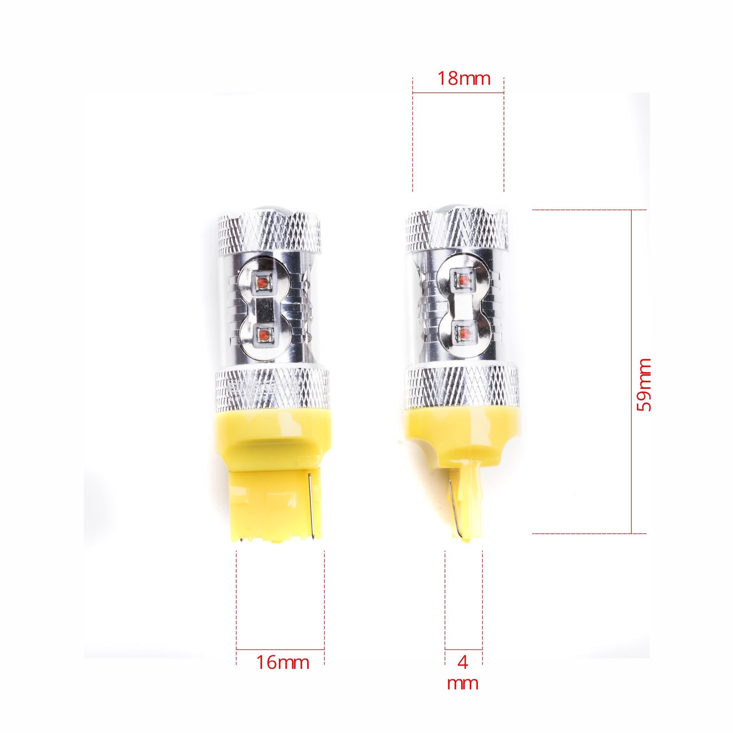 EinParts W21W LED Lampadine 1700-1800K (Arancia) 12V per Auto 10 x CREE LED XB-D LED, W3X16D