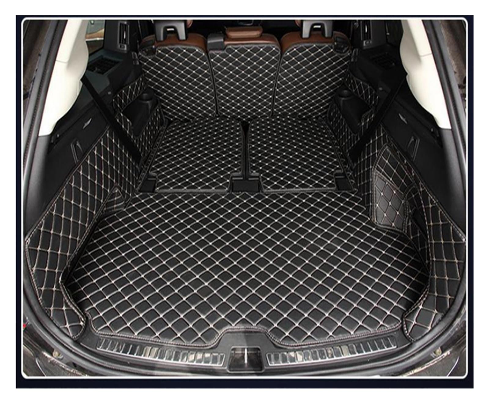 Auto Kofferraum Schutzmatte Kofferraummatte Für Volvo XC90 Sieben Sitze 2016 2017 2018 2019 2020 2021 2022 Cargo-Liner Teppich Innenteile Zubehör Abdeckung(Schwarz,3 PCS)