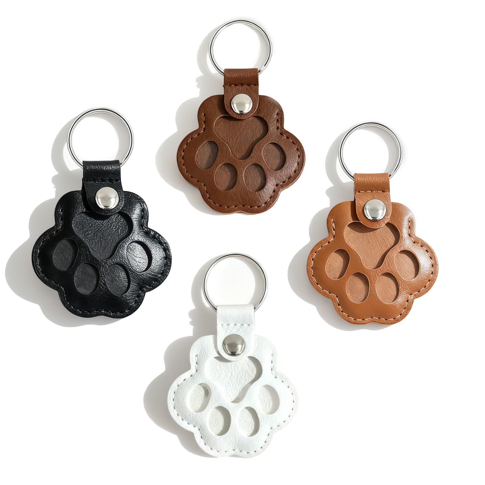 4 portachiavi in pelle a forma di zampa di animale domestico, ricordo fatto a mano per gatti e cani, portachiavi commemorativi unici per peli di animali domestici, simpatici regali in
