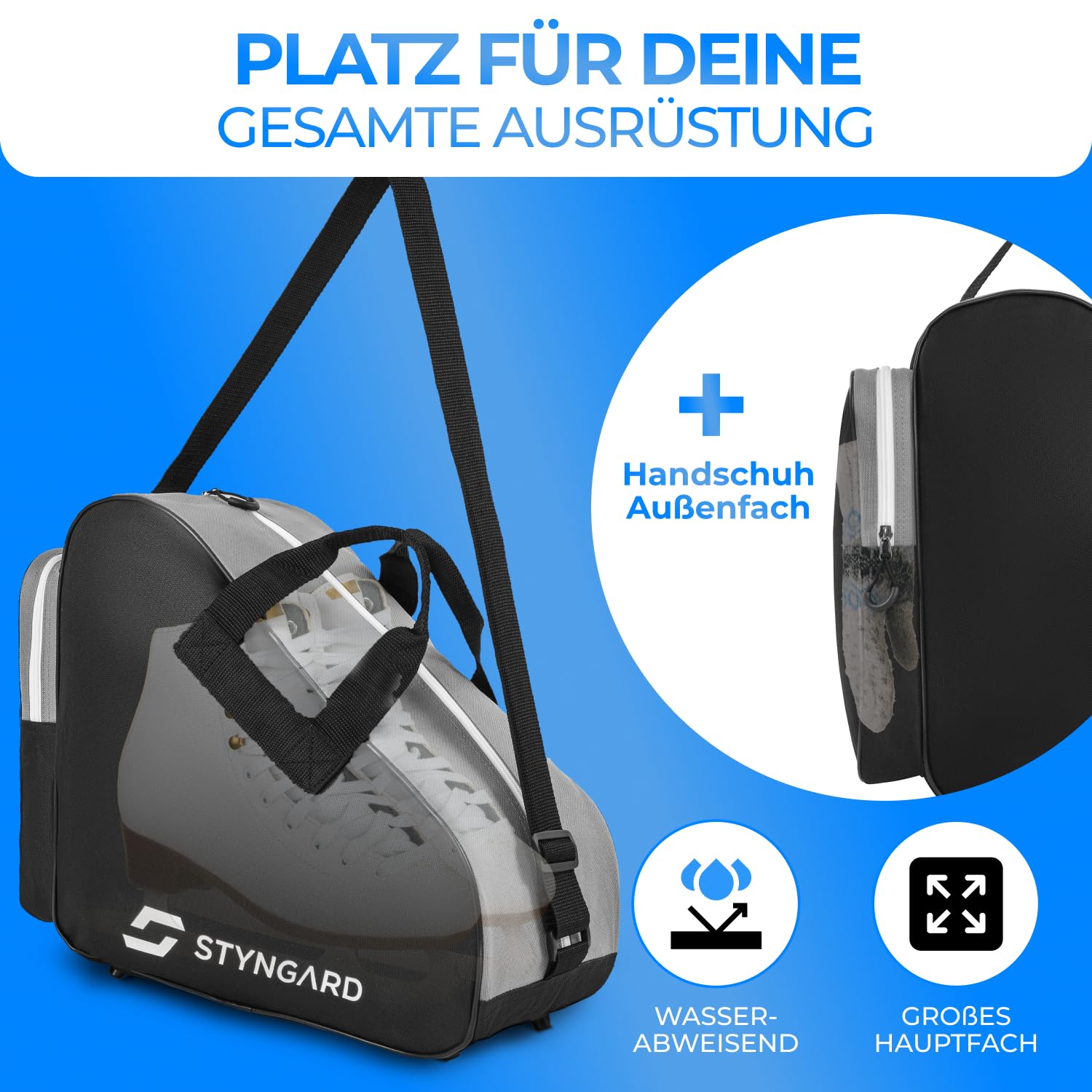 STYNGARD Schlittschuhtasche Damen & Herren Schlittschuhe Tasche - Inlinertasche für Eislaufschuhe und Inlineskates Tasche aus robustem Material - Modell Montreal