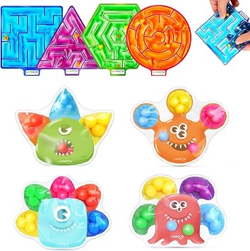 4 Pack Sensory Toys Maze and 4 Pack Color Sorting Sensory Toys Bundle