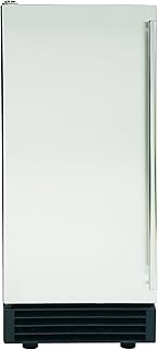 Maxx Ice MIM50P 65Lb Premium Clear Ice Cube Maker Machine with Drain Pump Blue LED and Built-in Undercounter or Freestanding Household Residential or Commercial Use, 15 Inch Wide, Silver