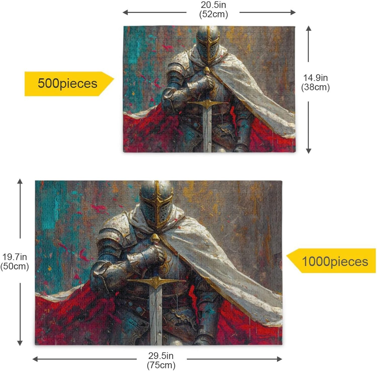 Medieval Knight Jigsaw Puzzles 1000 Pieces for Adults - Wooden & Paper Pressed with Alphabetic Sorting – Zigsaw Puzzle Ideal for Gifting and Leisure Time