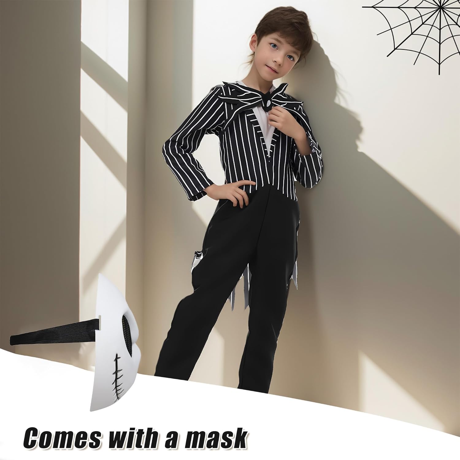 Jack Costume Boys Mask Jumpsuit Cosplay Outfits for Halloween Christmas Props - Image 7