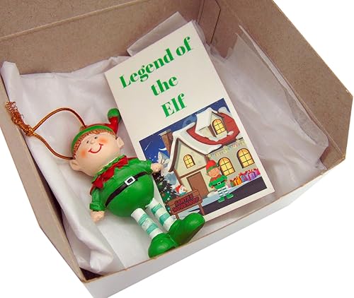 Miniatura 5 de Adorno de leyenda del elfo de poliresina para árbol de Navidad con tarjeta de historia en caja de regalo