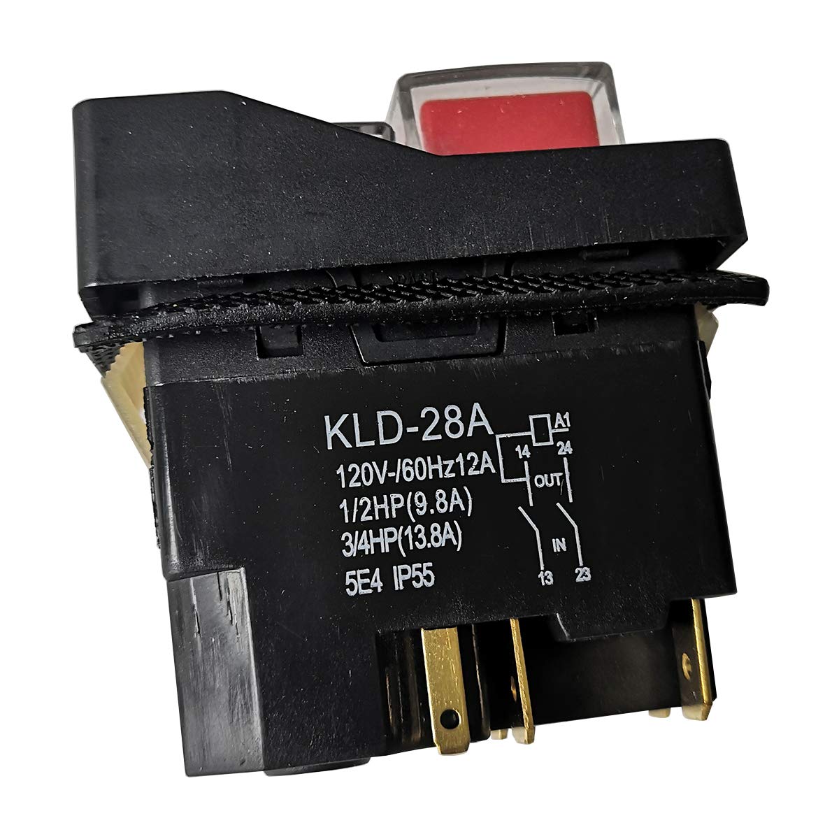 Electromagnetic Pushbutton Switches 120V 5Pins KLD-28A Waterproof Push Button Switch for Electric Cutter and Slicer