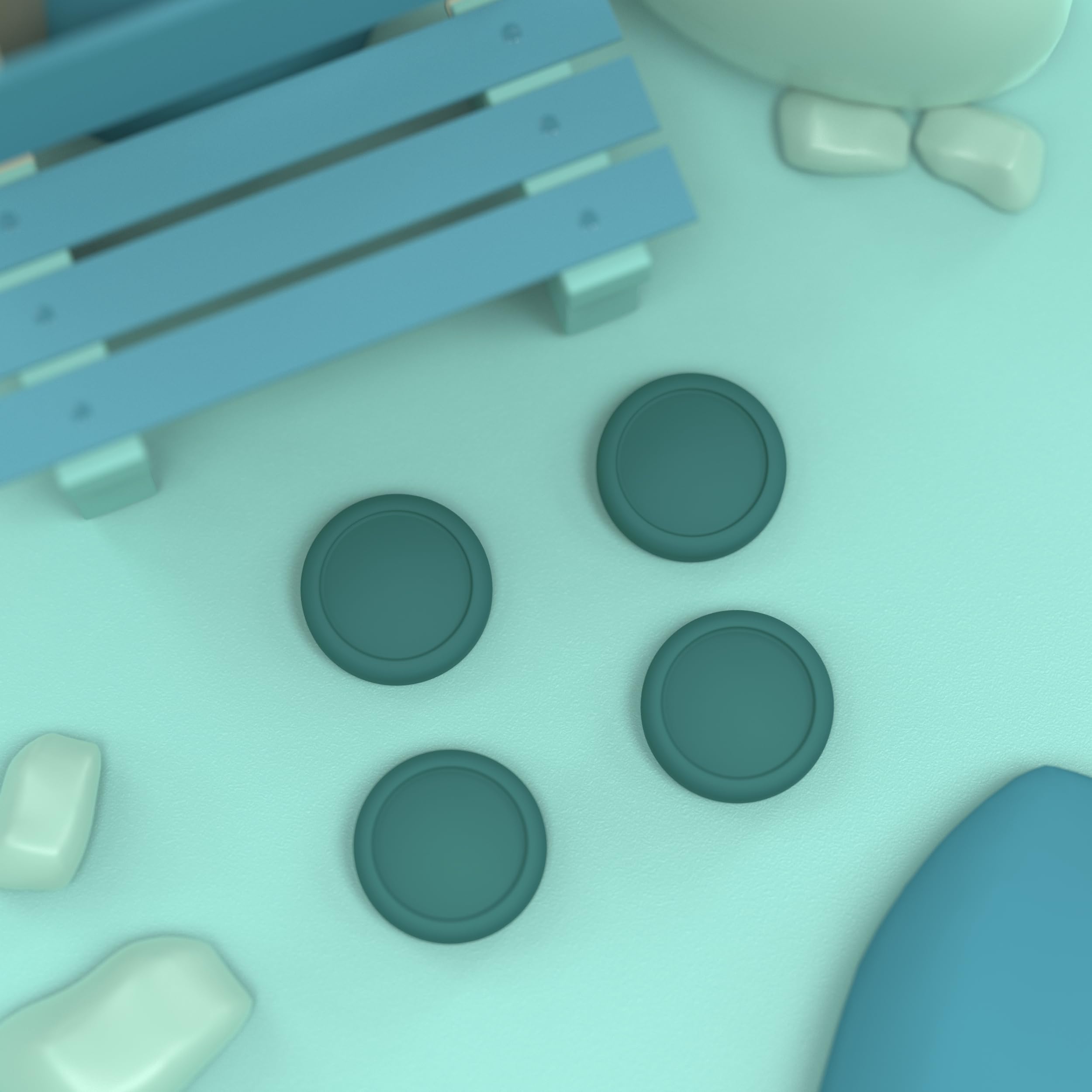 eXtremeRate PlayVital Switch Joystick Caps - Silicone Analog Cover for Switch OLED Joycon Thumb Grip Rocker Caps - Hunter Green - 4