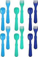 Vista 10 de Re-Play Juego de tenedores y cucharas para niños pequeños, juego de utensilios de 6 x 6 pulgadas para niños, apto para lavavajillas y microondas