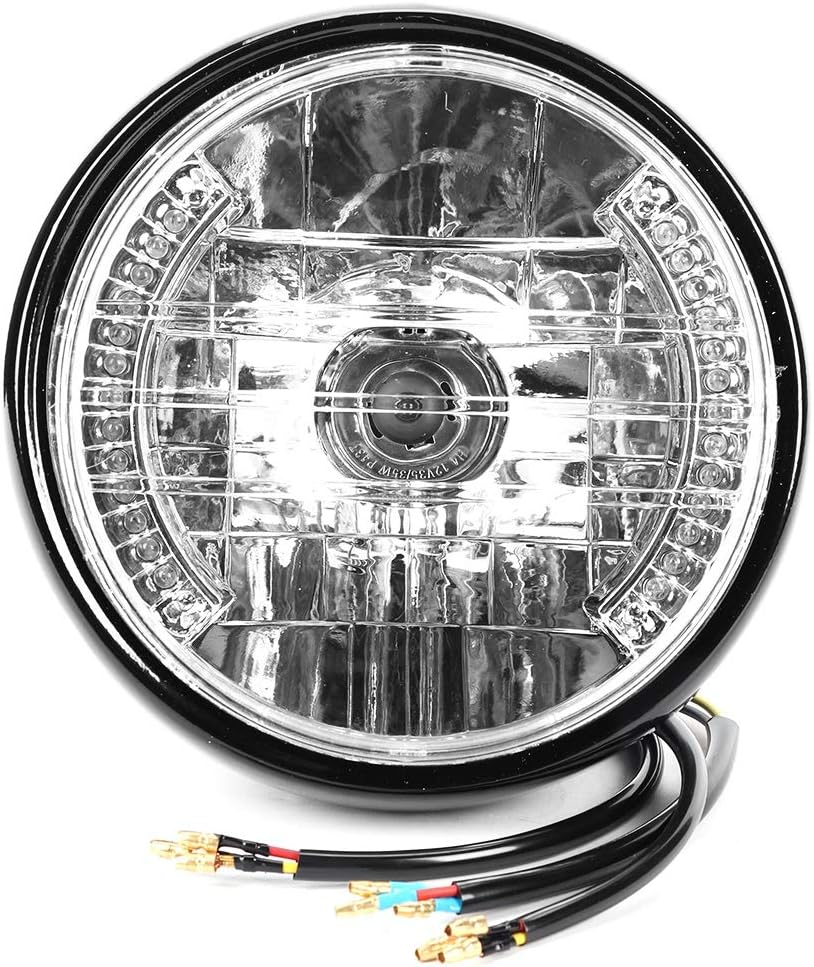 Acouto 7Inch Flasher Headlight,H4 12V Motorcycle Headlight Flasher LED Front Turn