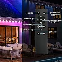 Vista 7 de KSIPZE 100ft Permanent Outdoor Lights Waterproof IP67, Smart RGB+IC Eaves LED Lights with App & Button Control, 200+ Dynamic Scene Modes for House