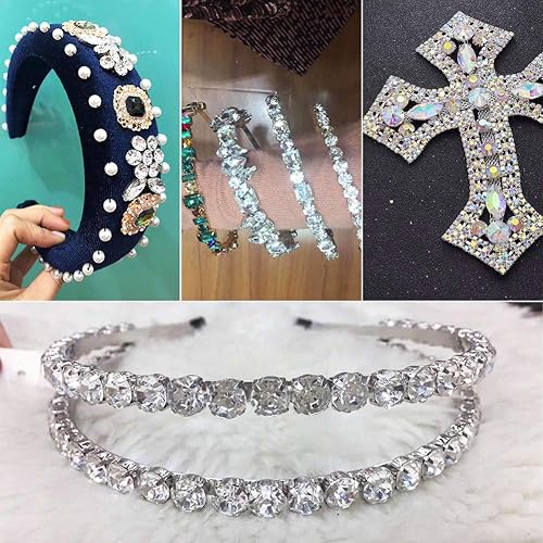 Miniatura 3 de Pandahall - 180 piezas de diamantes de imitación para coser en cristal, forma mixta transparente con agujas de coser de hierro para ropa, ropa,