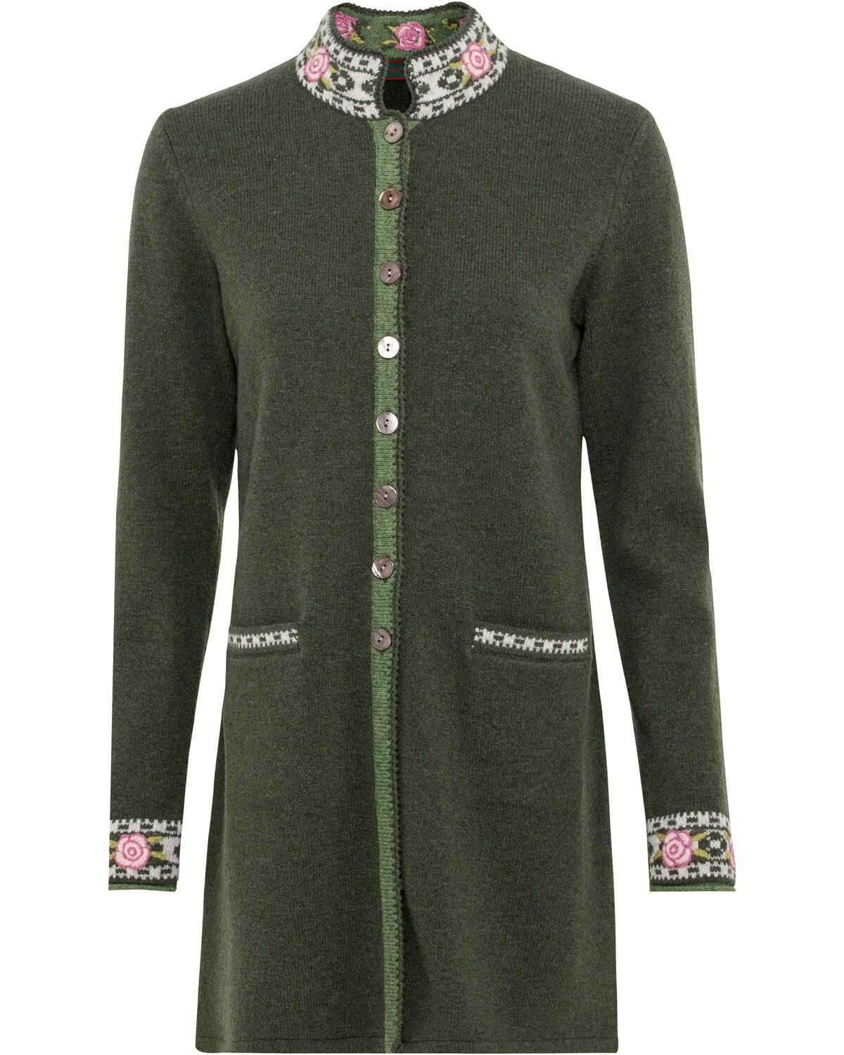 Lange Strickjacke mit Jacquard-Muster
