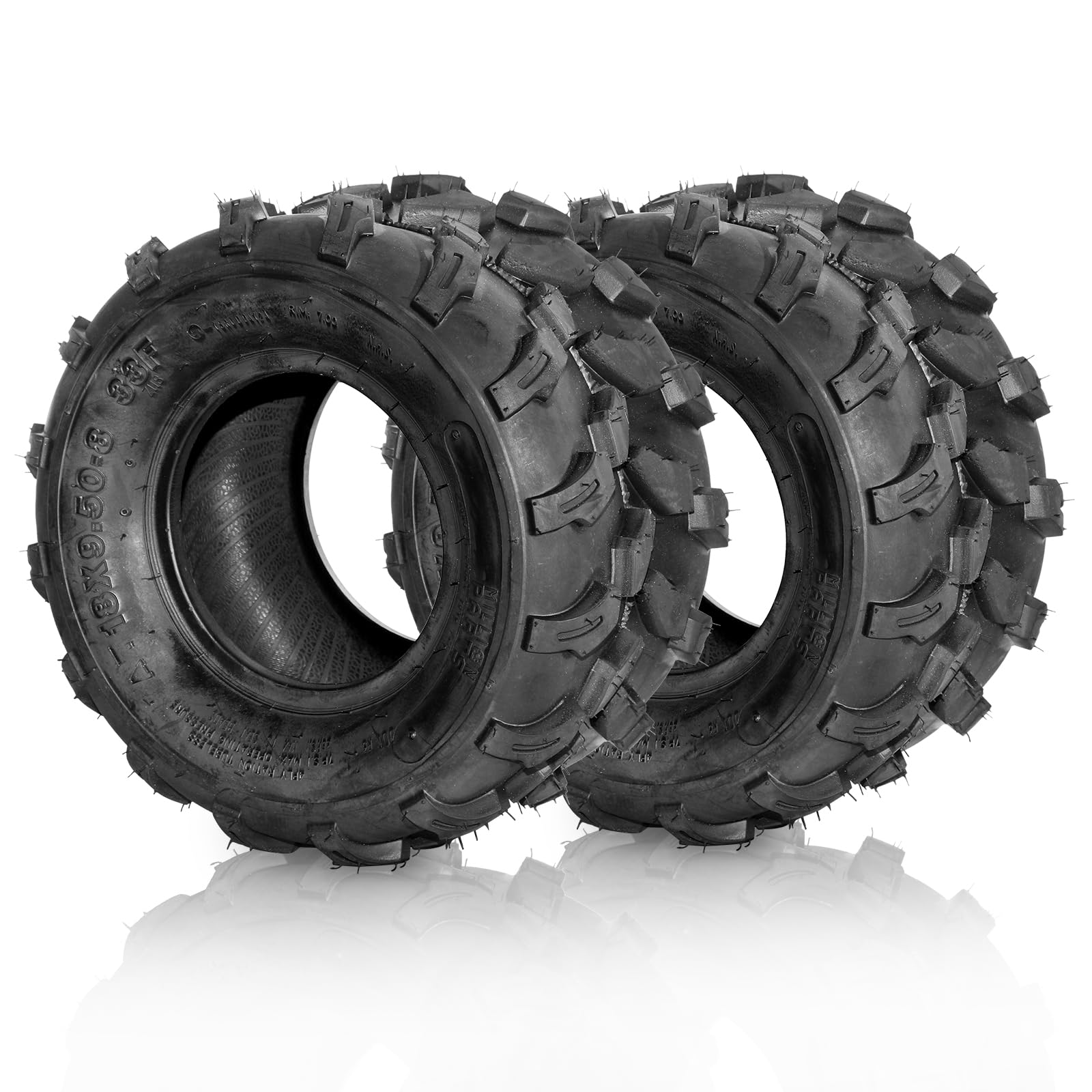 SUNROAD Set of 2 18X9.5-8 Quad UTV Go Kart Tires ATV Tires 4PR Tubeless Directional Tread 18X9.5x8 4Ply Tire