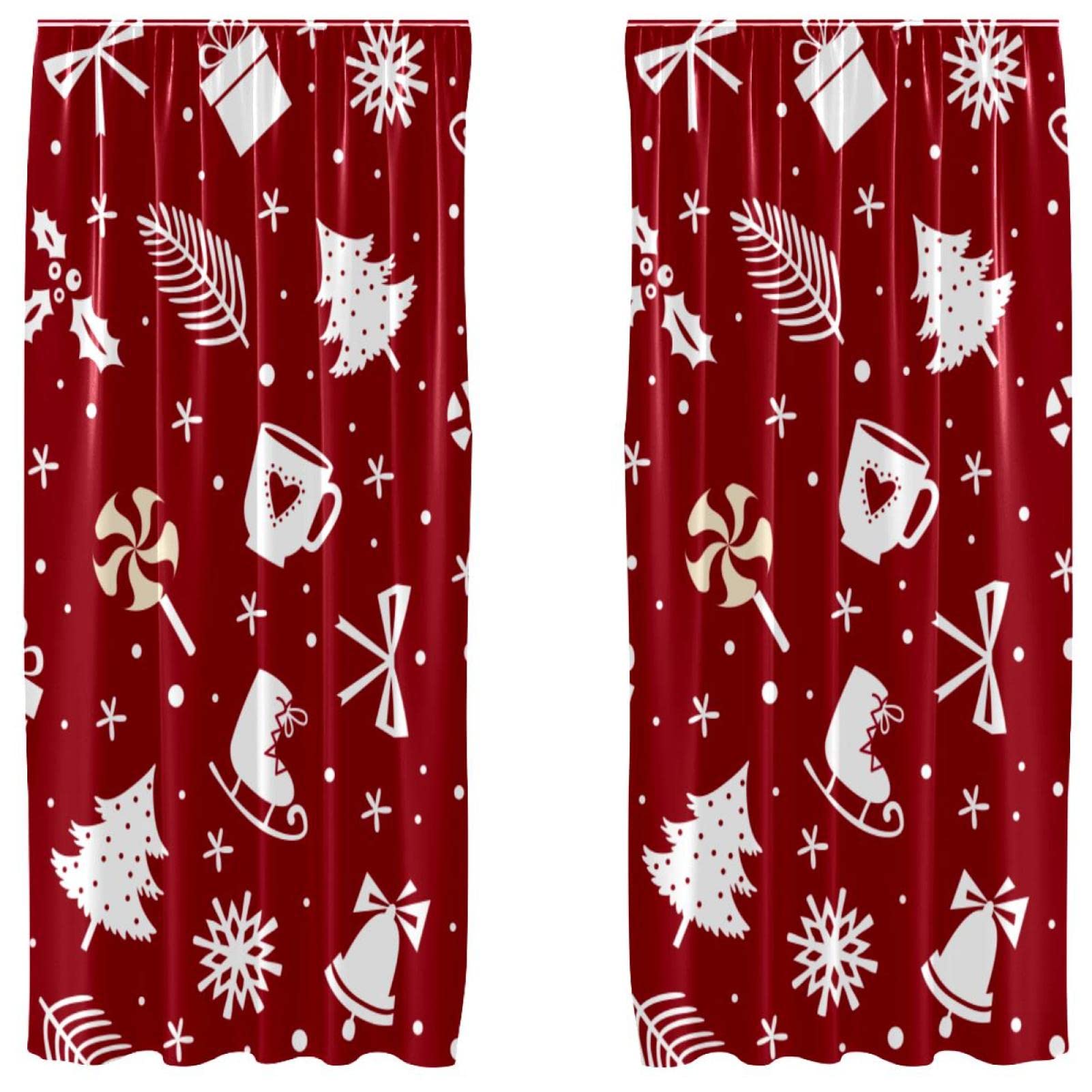 Rideaux occultants de Noël microfibre rouge isolant thermique
