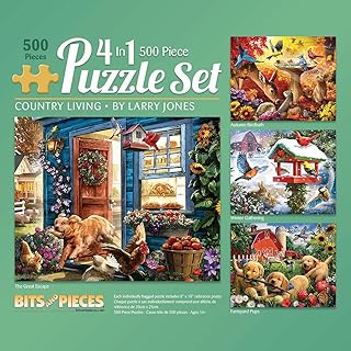 Bits and Pieces â€“ 4-in-1 Multi-Pack - 500 Piece Jigsaw Puzzles for Adults â€“ 500 pc Winder Spring Summer Fall Seasons Puzzle Set Bundle by Artist Larry Jones - 16