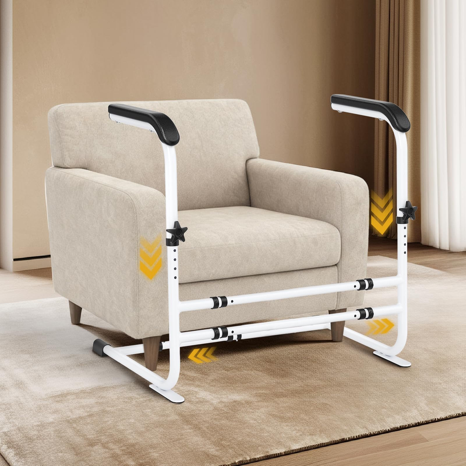 Soporte para Levantarse del Sofá, Ayuda para Levantarse con 6 Alturas y Anchos Ajustables, Construcción Robusta, Ayuda para Levantarse de la Silla de Sofá para Personas Mayores, hasta 204 kg