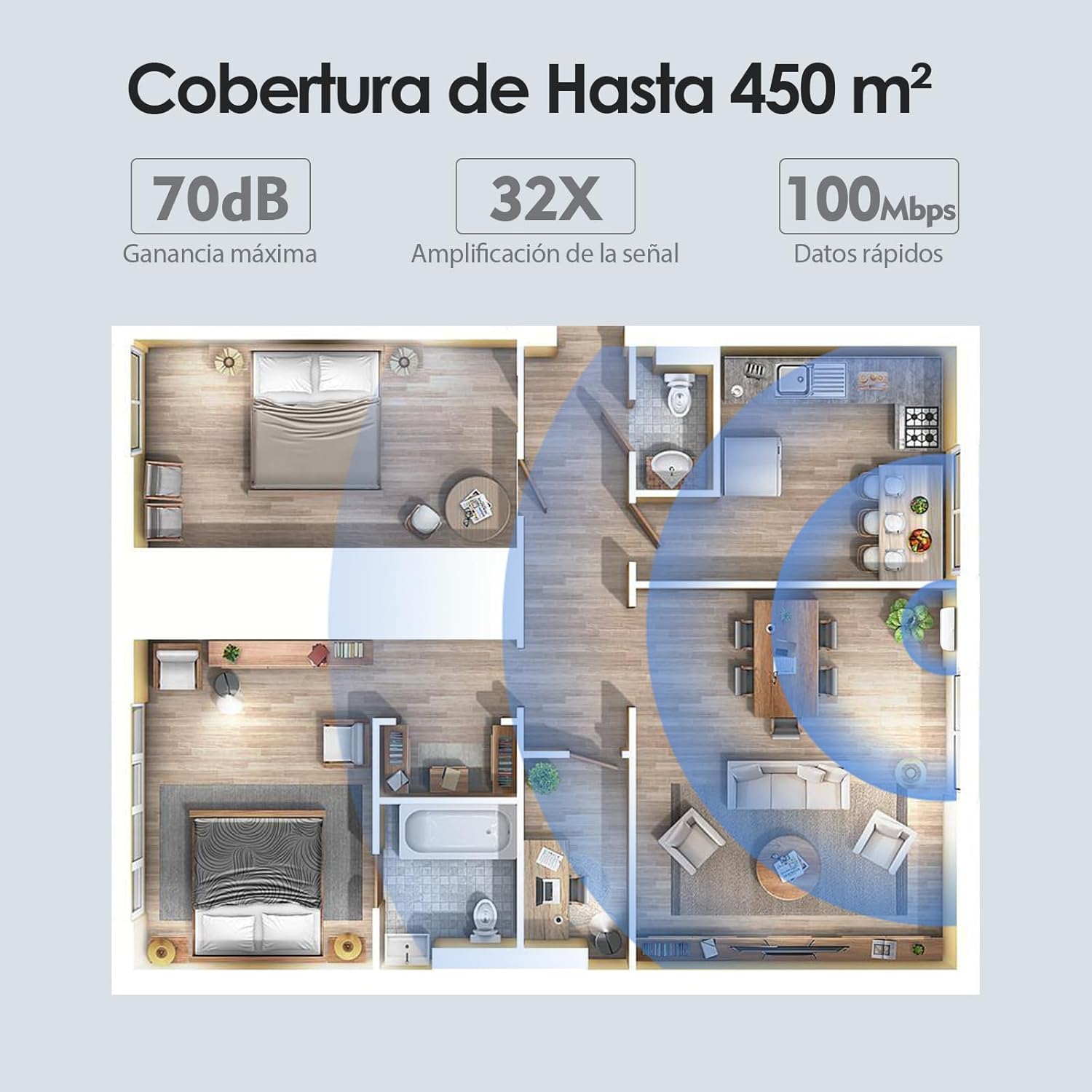 Cell Phone Signal Booster for Home, Cell Phone Booster Boosts 3G 4G LTE Voice & Data, Cell Booster Amplifier for AT&T, Verizon & More | FCC Approved