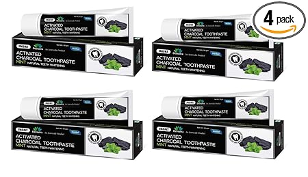 Jagat Devsutra Dr. Trusted Ayurvedic HERBAL Activated Charcoal Toothpaste for Teeth Whitening - 100% Natural Formula with Mint Flavour, No Fluoride & Artificial Colours - Pack of 4 (50g x 4)