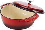 Amazon Basics Cast Iron Dutch Oven Pot with Lid, Enameled, Round, Dual Handles, Heavy-Duty, Large, 7.3-Quart, Red Red 7.3-Quart