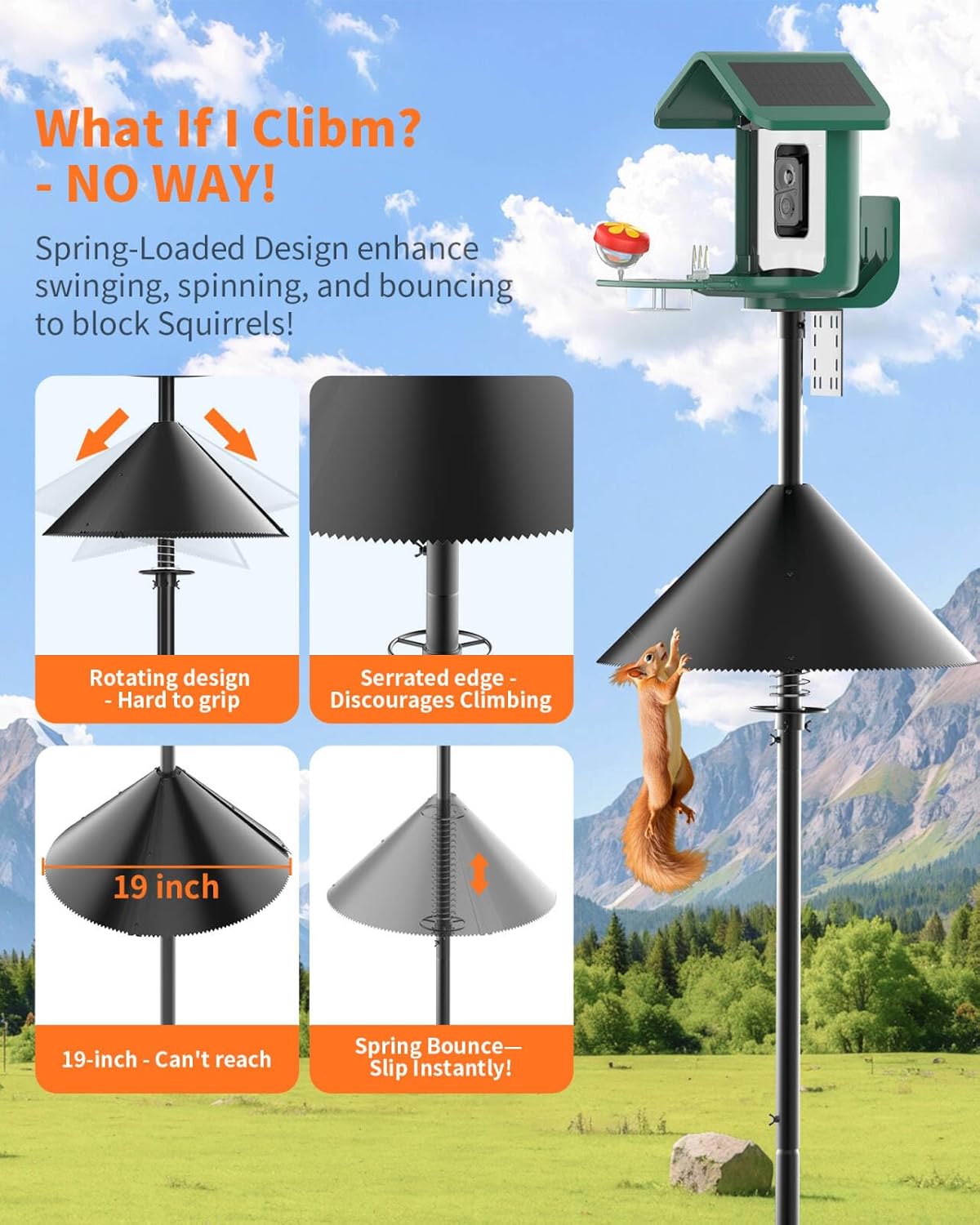 75 in Bird Feeder Pole+PC Squirrel Baffle