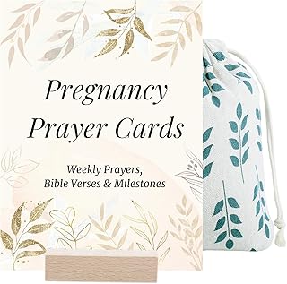 ELSTCAL Pregnancy Prayer Cards - Pregnancy Gifts for Expecting Mom, First Trimester Essentials with Bible Verses, Weekly Development Milestones