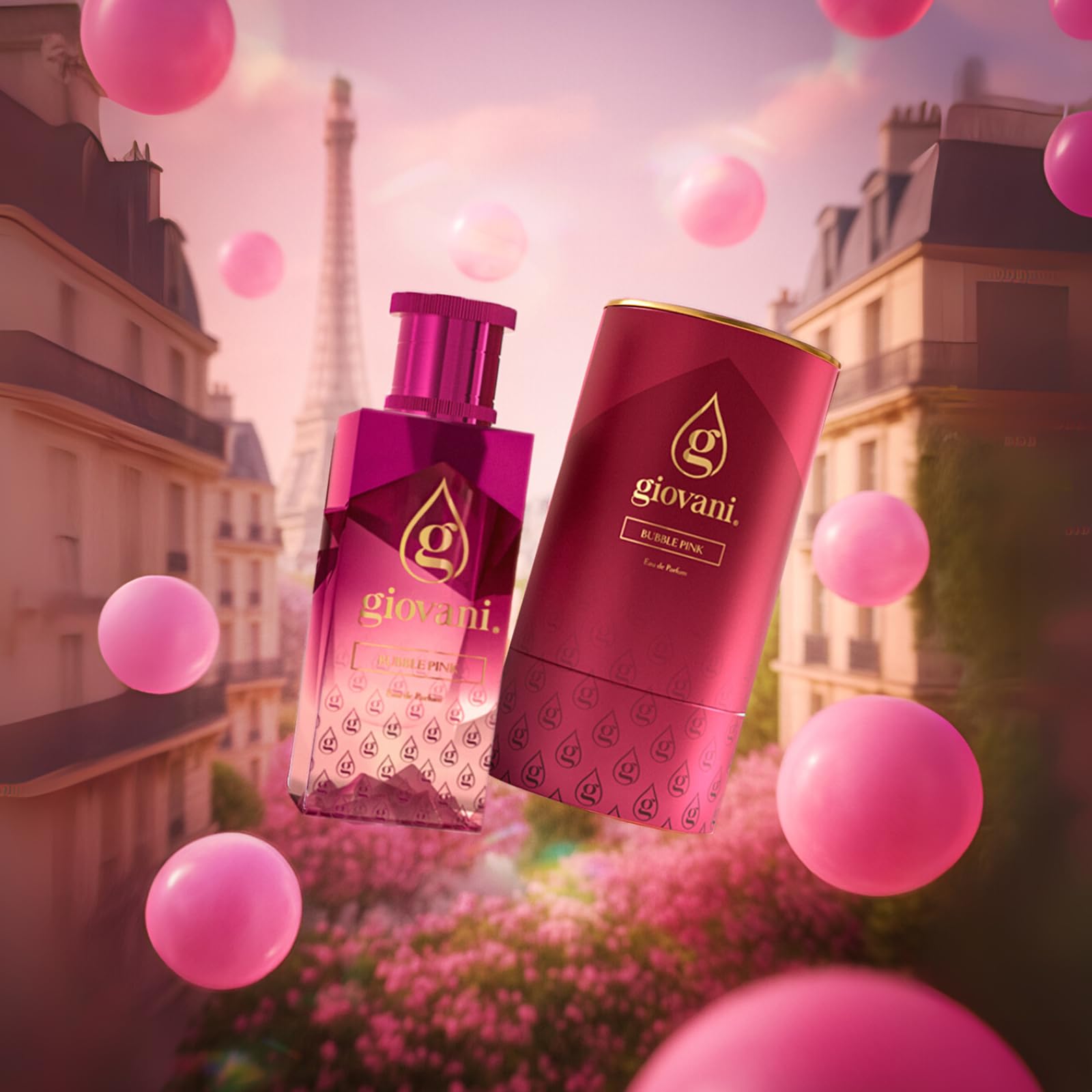 Giovani BUBBLE PINK Parfum 50 ml – Langanhaltendes Damen Eau de Parfum mit Pfirsich, Orange, Jasmin & Vanille – Süßer, blumig-fruchtiger & sinnlicher Premium-Duft